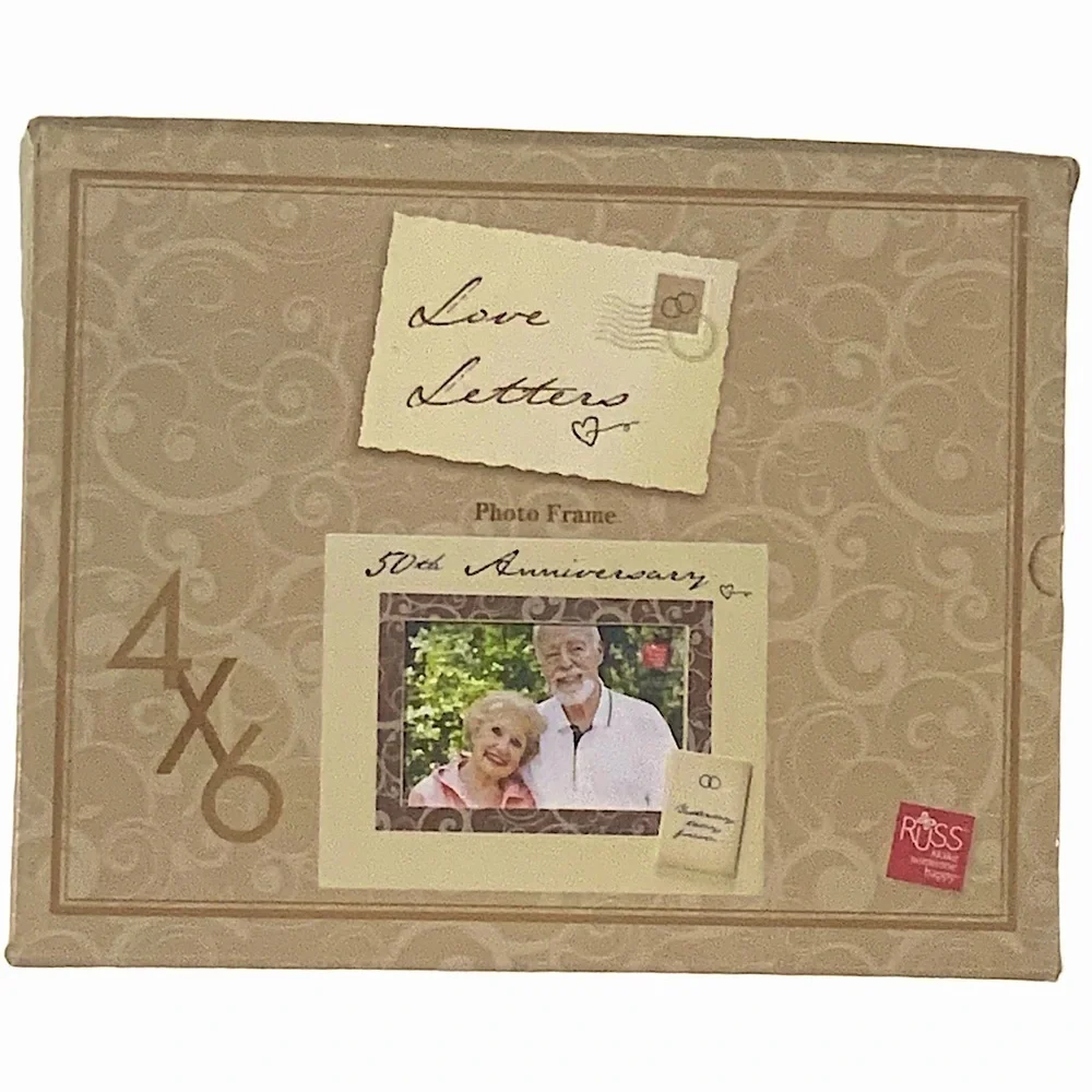 50 Wedding Anniversary Photo Keepsake Frame Earth Tones Holds 4 x 6 in Photo New